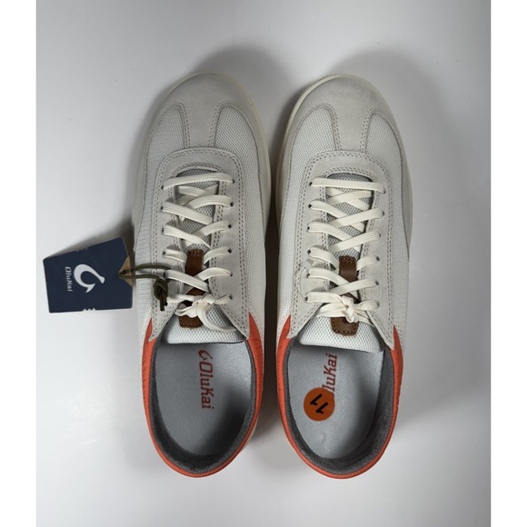OLUKAI Punini Sneakers Shoes White Molten Orange Men's 11 *NEW* 10514-189U $140 - Picture 5 of 9